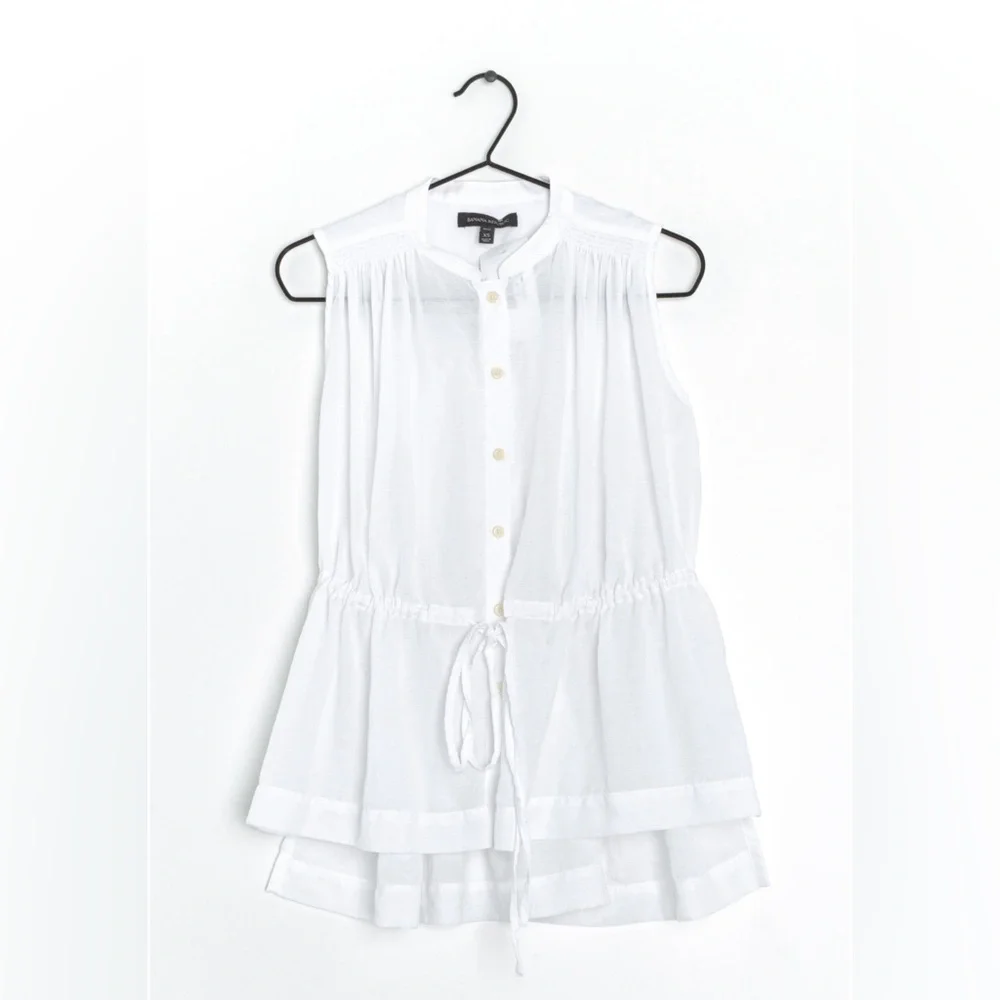 BANANA REPUBLIC WHITE DRAWSTRING SLEEVELESS TOP - Picture 3 of 5